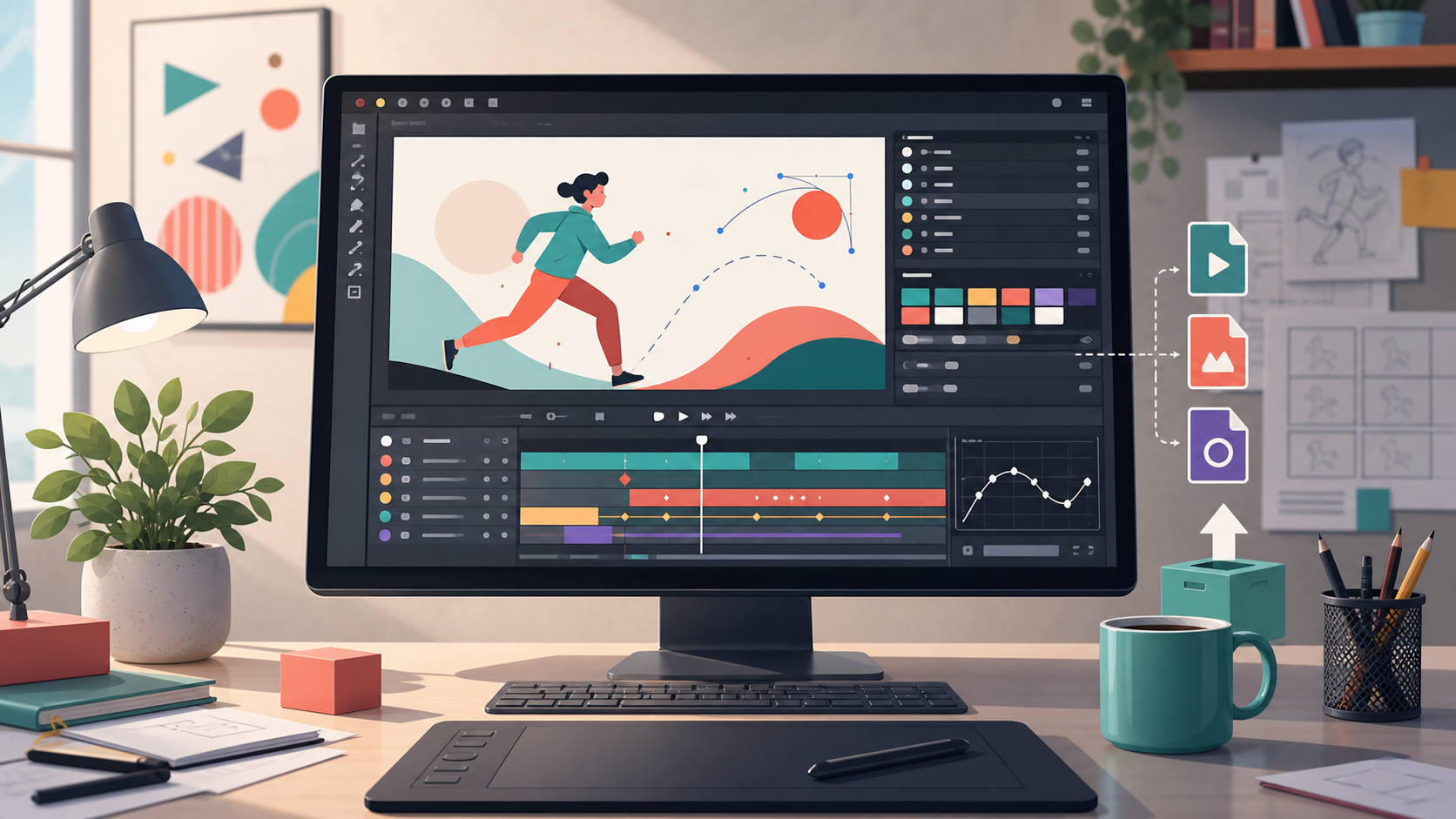 Adobe Animate workspace for web and vector animation production
