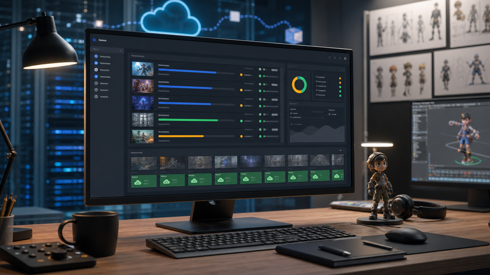 Render farm dashboard for managing animation render jobs